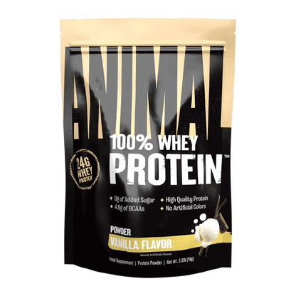 Animal 100% Whey 1kg ingredients with whey concentrate and isolate