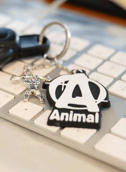 Animal rubber keychain reverse side branded detail