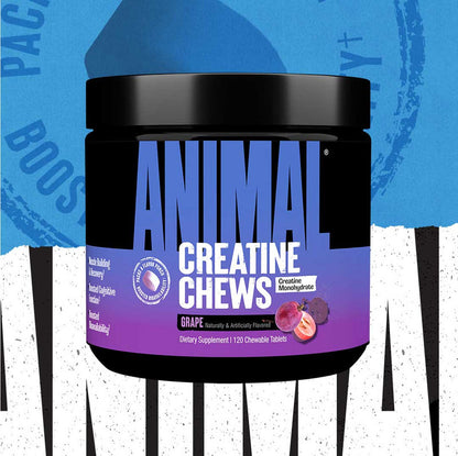 Animal Creatine Chews druivensmaak kauwbare creatine tabletten