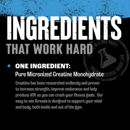 Animal Creatine Monohydrate powder ingredients label