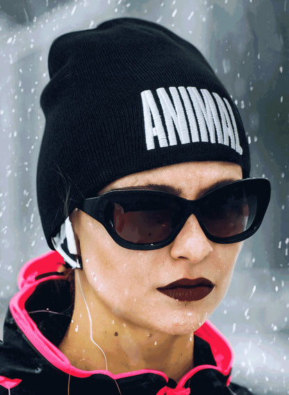 Animal Beanie mit gesticktem Logo warme Trainingsmütze